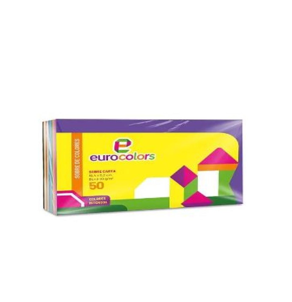 SOBRE BOND COLOR MIX EUROCOLORS CTA 9.2X16.4CM 90G PAQ C50