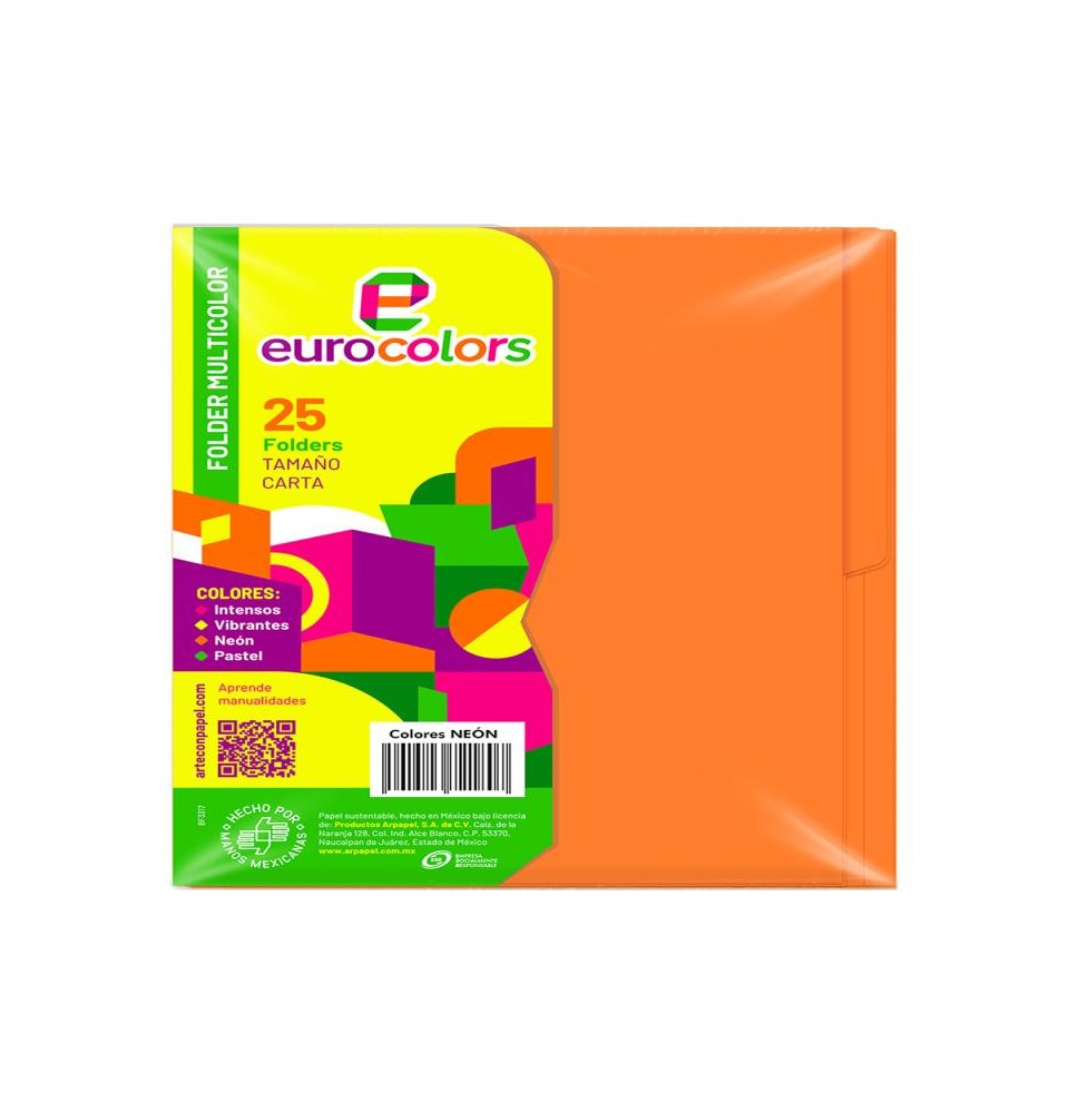 FOLDER CTA. EUROCOLORFLASHFILE NEON MANDARINA PAQ.C25 C.20
