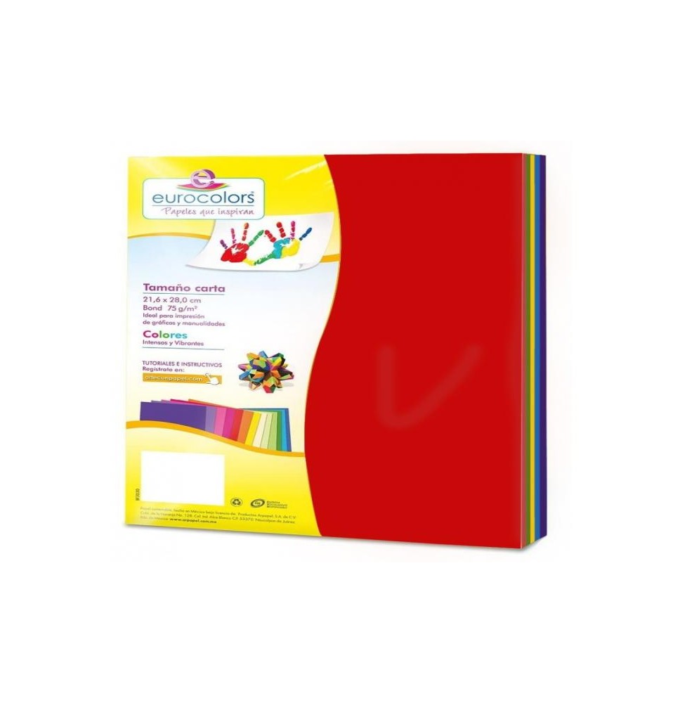 PAPEL BOND PASTEL CTA. MIX EUROCOLOR 75G. PAQ.C100H. C.25