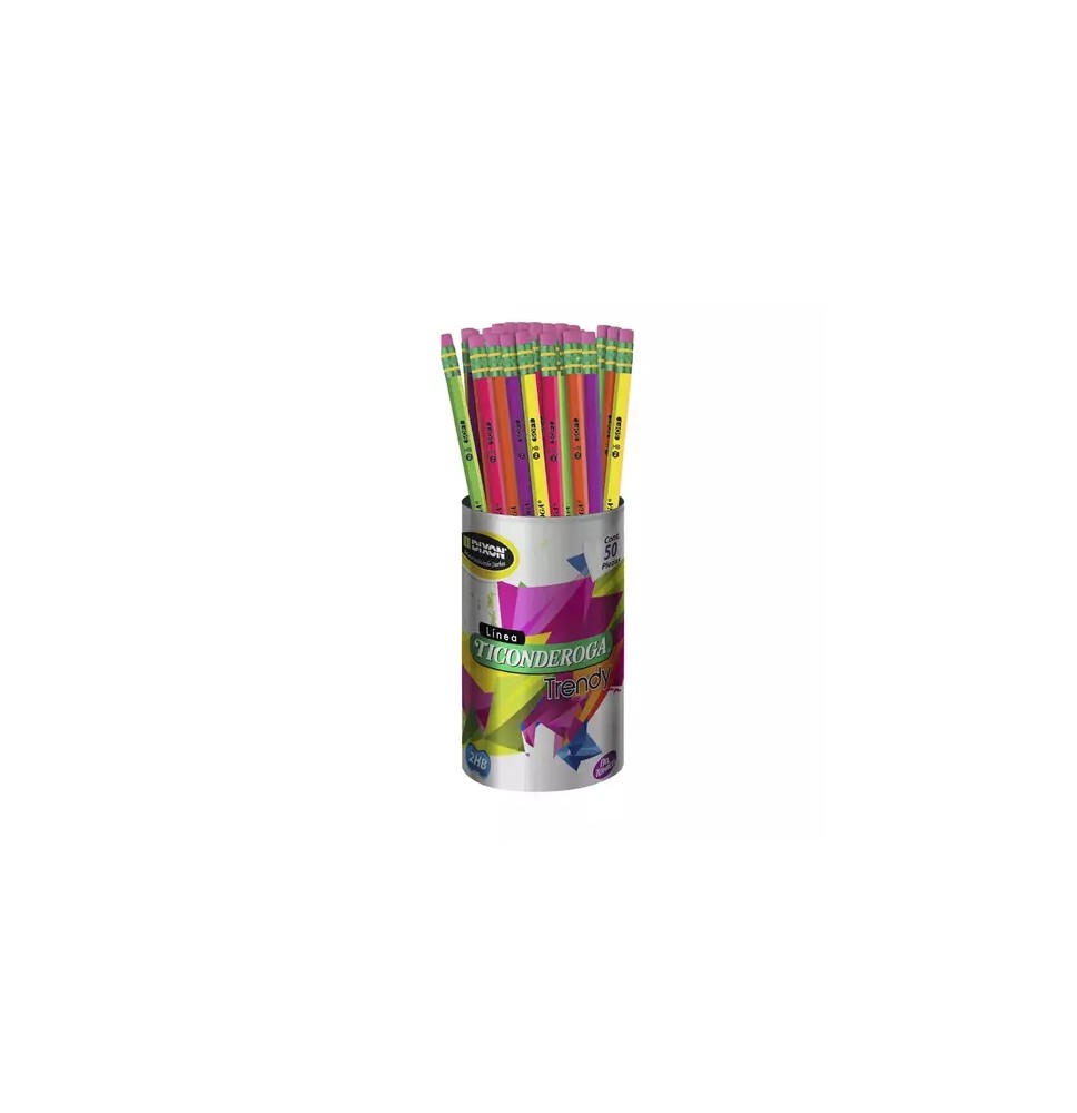 LAPIZ GRAFITO 2 TICONDEROGA NEON HEXAG. BOTE C50 PZ. C.12