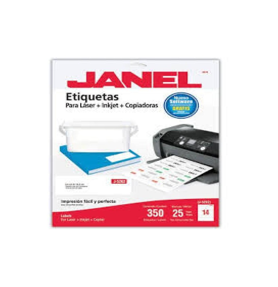 ETIQUETA PIMP. LASER JANEL 3.4X10.2CM PAQ.C25H. C.20