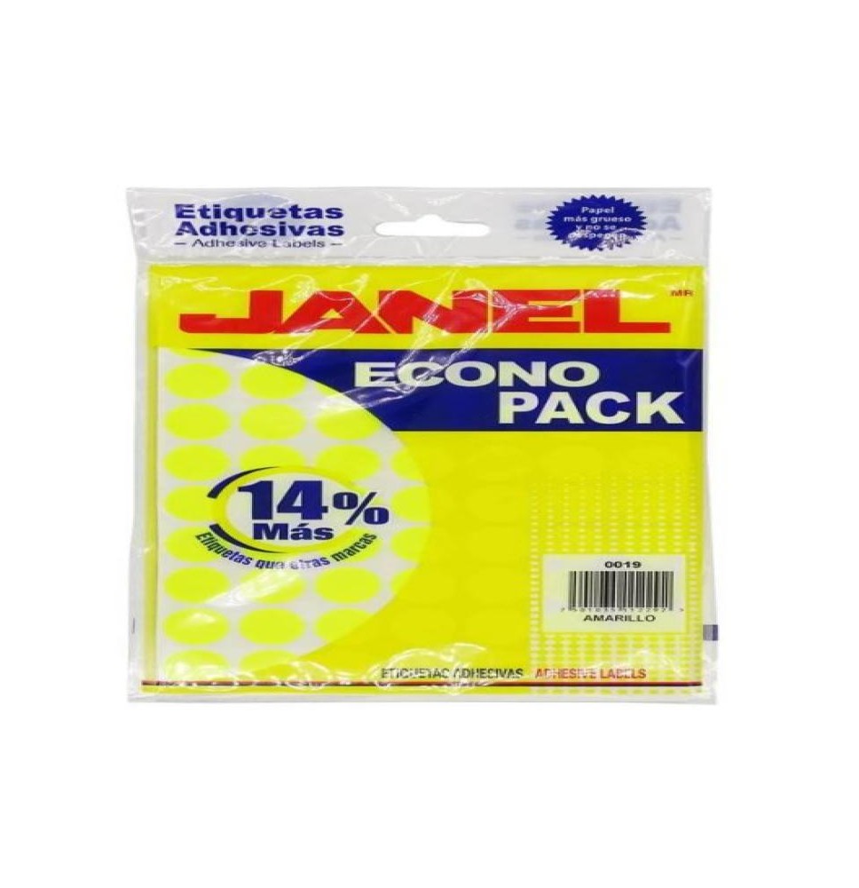 ETIQUETA ADH. FLUOR. JANEL 00X19 PLATA PAQ.C8H. E.30