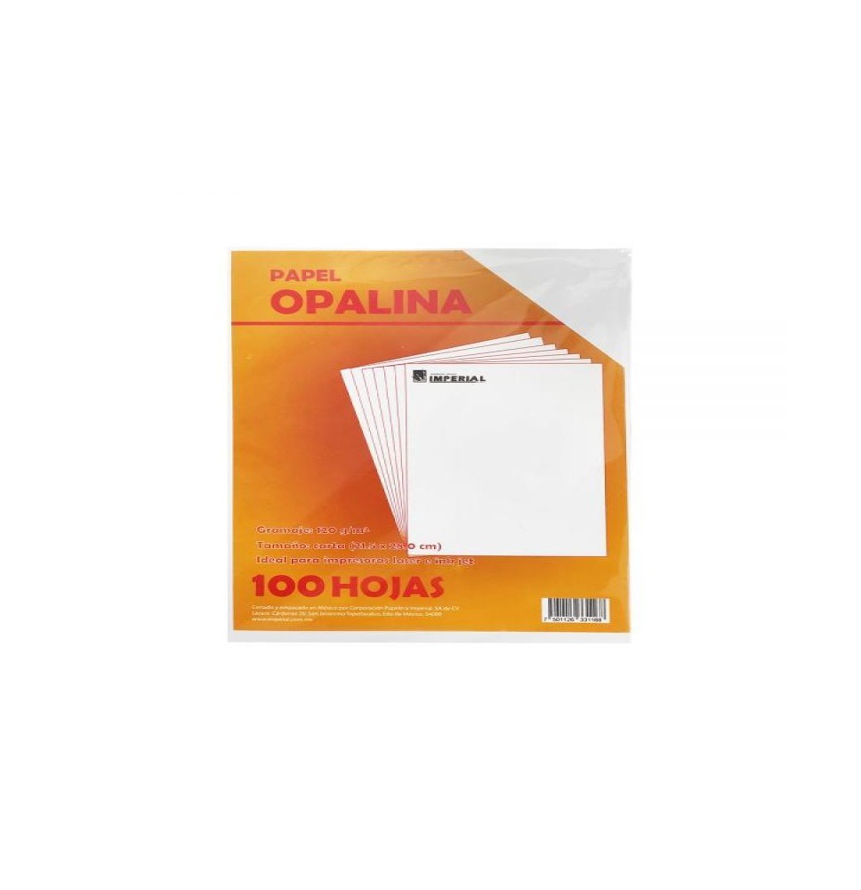 PAPEL OPALINA 115GR CARTA PAQ. C100H.BLANCA IMPERIAL C40