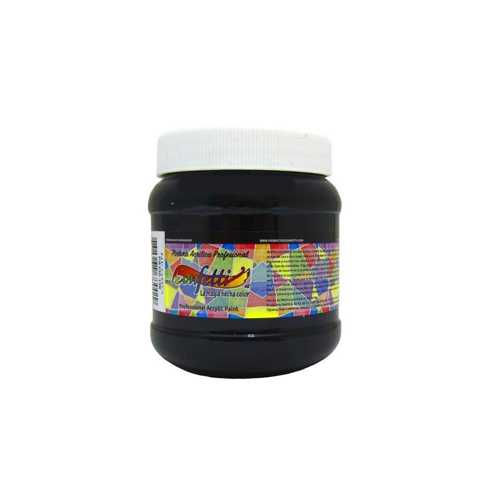 PINTURA ACRILICA CONFETTI 250ML. NEGRO 139 C.6