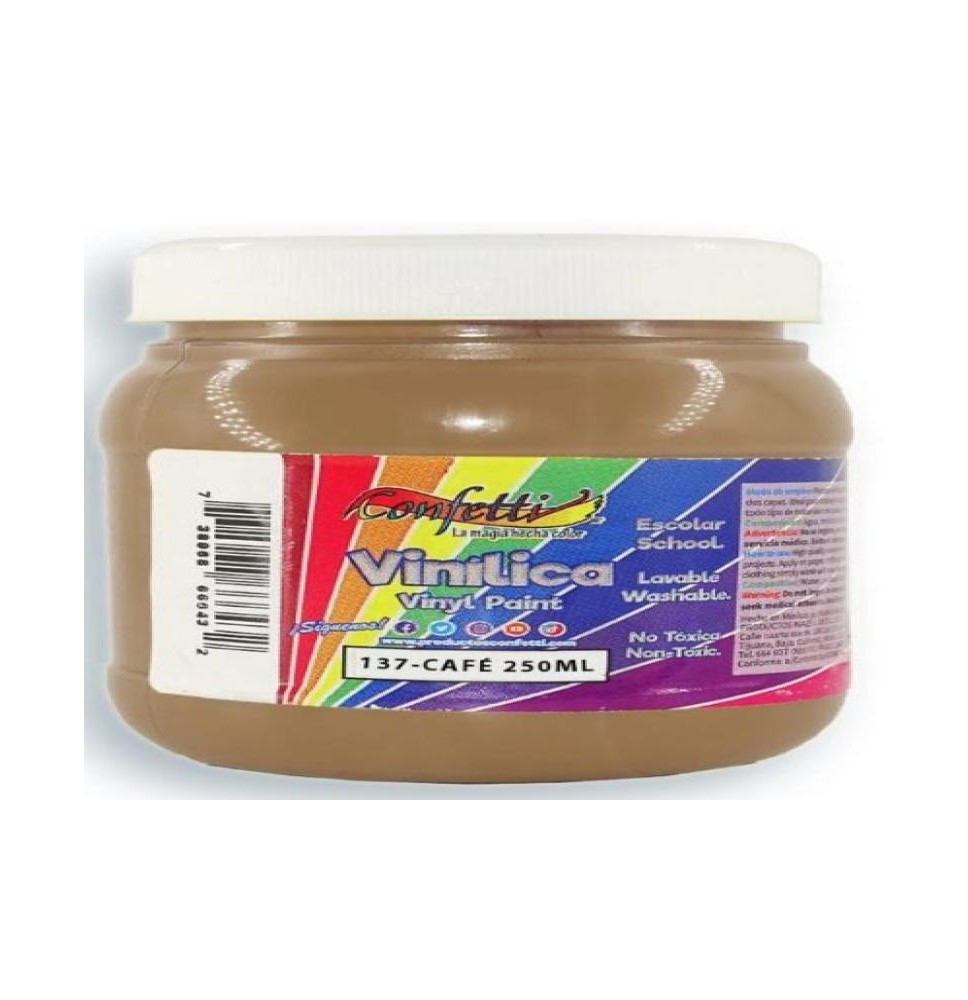 PINTURA ACRILICA CONFETTI 250ML. CAFE OSCURO 137 C.6