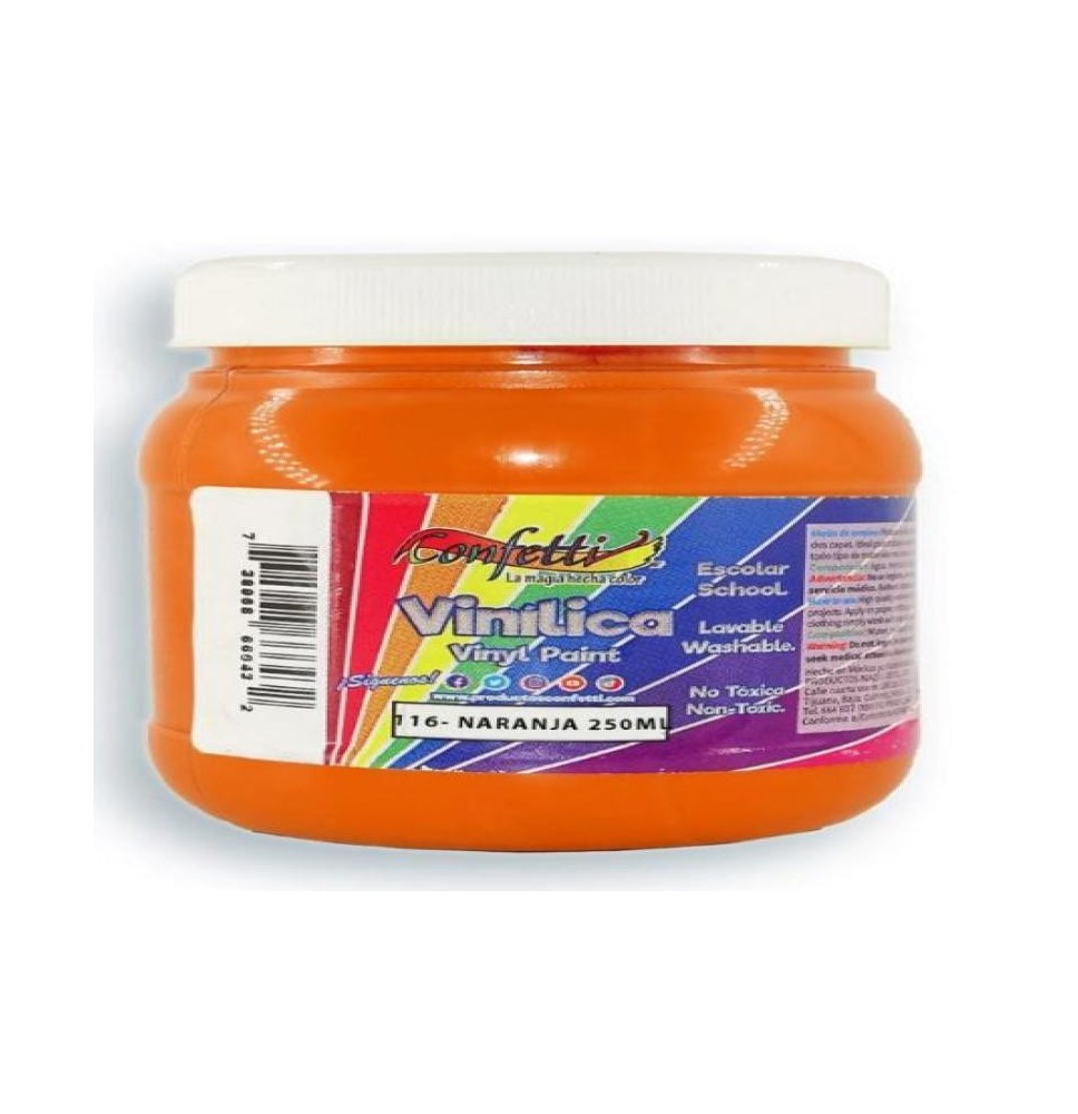 PINTURA ACRILICA CONFETTI 250ML. NARANJA 115 C6