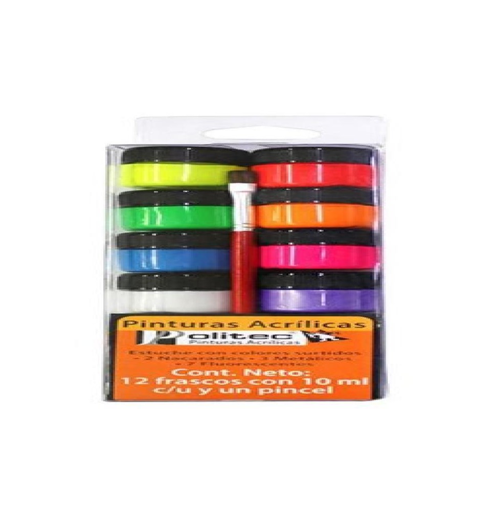 PINTURA ACRILICA POLITEC C12 FRASC.CPINCEL FLUOREC. C60