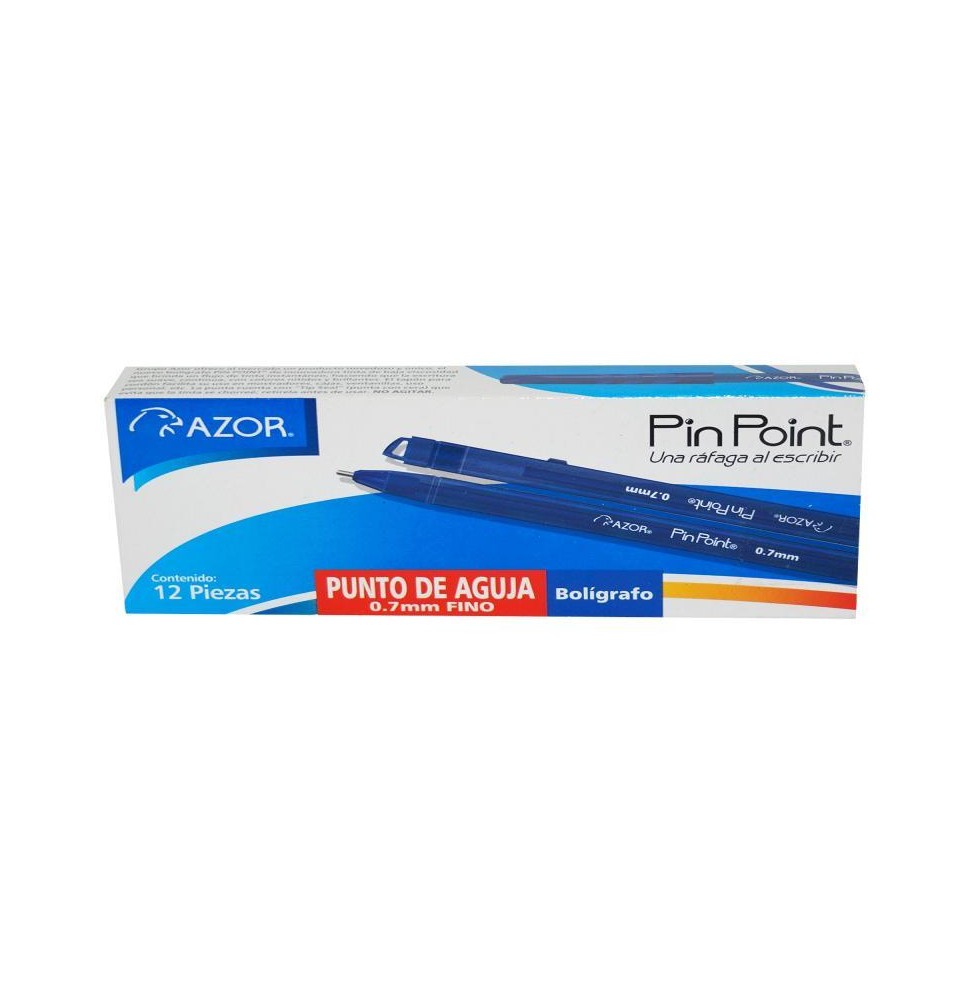 BOLIGRAFO PIN POINT AZOR 0.7MM CUERPOTAPA AZUL E.12 C.360
