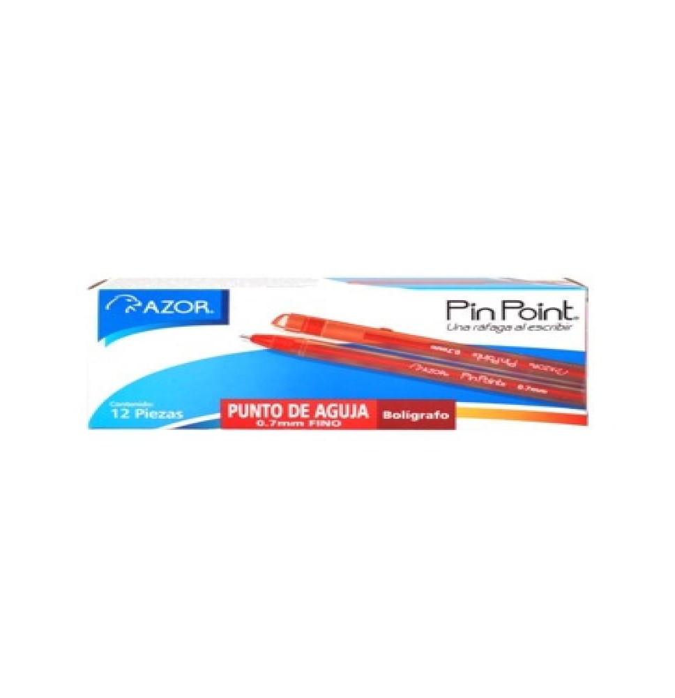 BOLIGRAFO PIN POINT AZOR 0.7MM CUERPOTAPA ROJO E.12 C.360