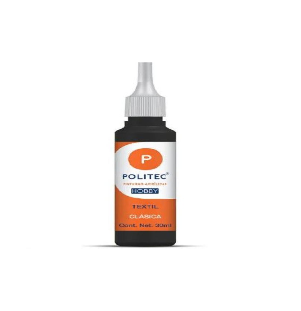 PINTURA TEXTIL CLASICA 30ML POLITEC NEGRO 625 E12 C240