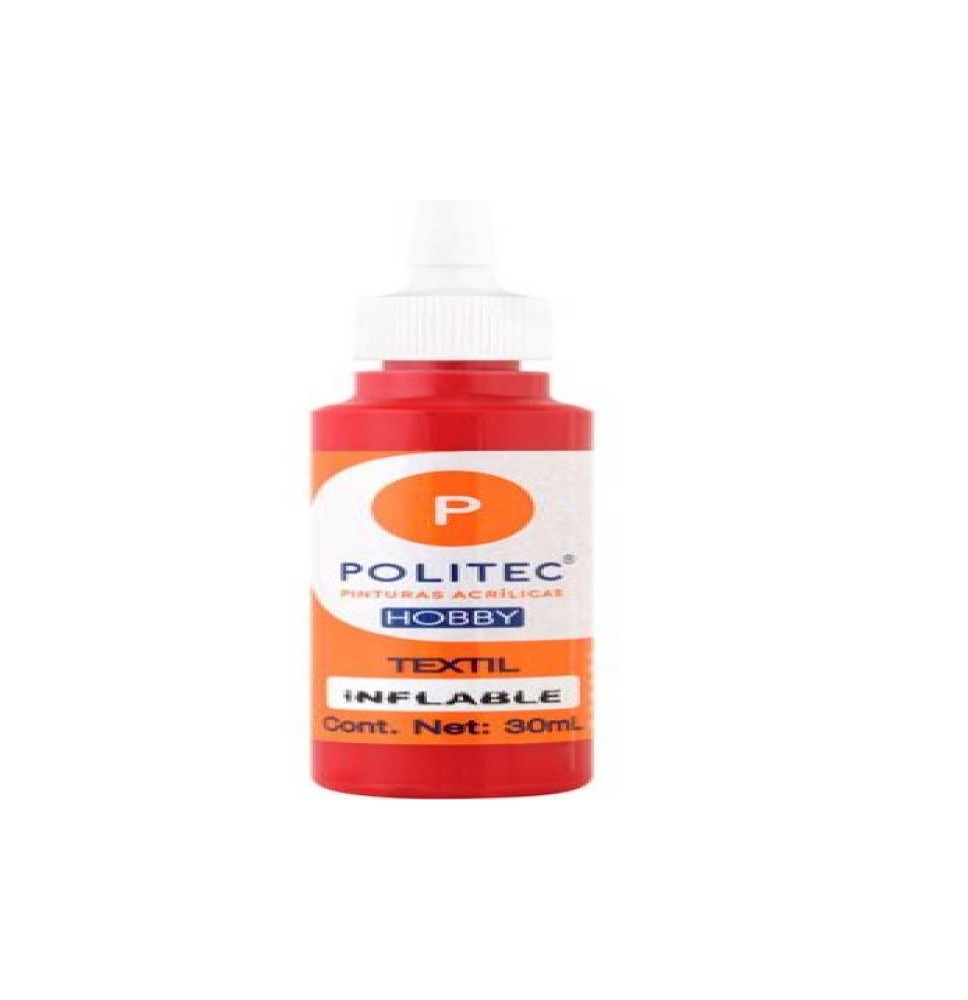 PINTURA TEXTIL INFLABLE 30ML POLITEC ROJA 408 E12 C240