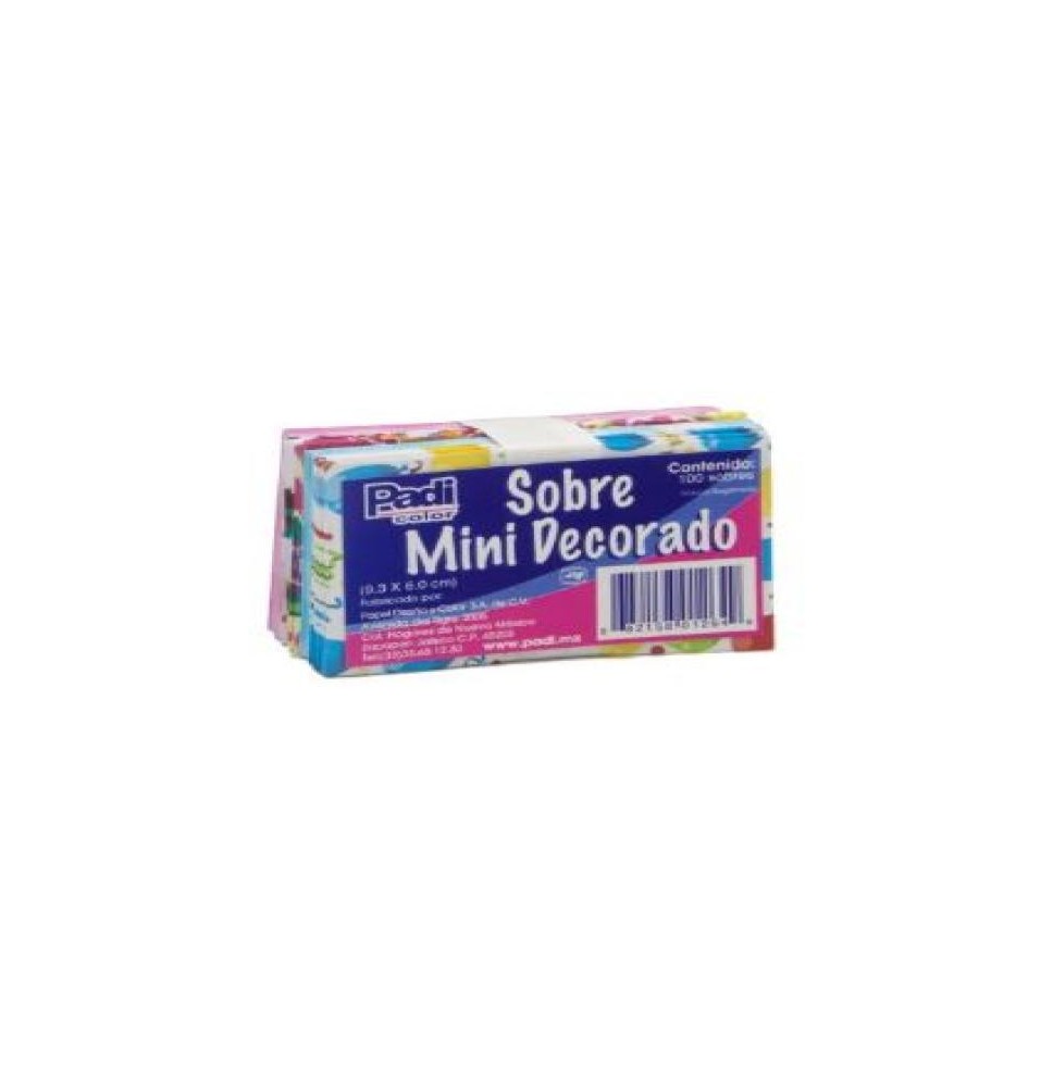 SOBRE BOND DECORADO MINI PADI 5.5X9CM PAQ.C100 PZ. E.180