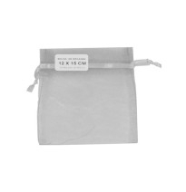 BOLSA ORGANZA CONFETTI 12X15CM.PLATA E.12