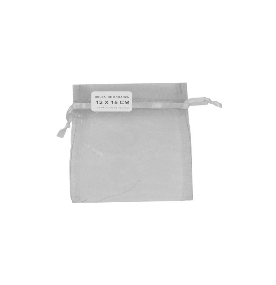 BOLSA ORGANZA CONFETTI 12X15CM.PLATA E.12