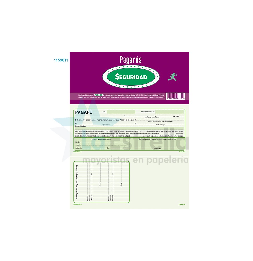 PAGARE 8600 SEGURIDAD 100H. C.100