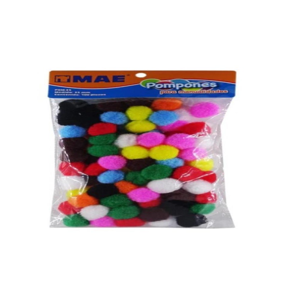 POMPON BOLITAS SUAVES COL. SURT. C100 PZAS MAE POM25 C100