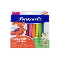 PLASTILINA C10 BARRAS GLITTER COLORES PELIKAN C40