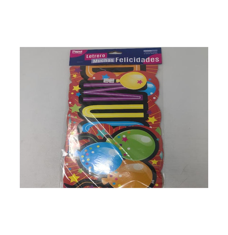 LETRERO MUCHAS FELICIDADES 2302 PADI BOLSA C1 PZA. E25