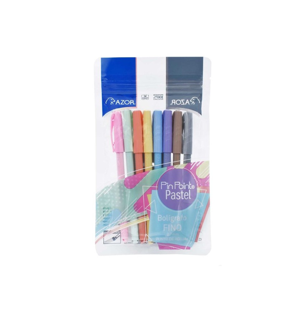 BOLIGRAFOS PIN POINT AZOR PASTEL BL. C8 C24