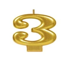 VELA NUMERO 3 DORADO METALICO GRANMARK C.12