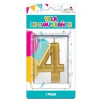 VELA NUMERO 4 DORADO METALICO GRANMARK C.12