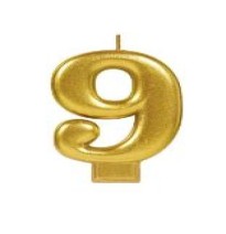 VELA NUMERO 9 DORADO METALICO GRANMARK C.12