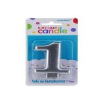 VELA NUMERO 1 PLATA METALICO GRANMARK C.12