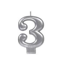 VELA NUMERO 3 PLATA METALICO GRANMARK C.12