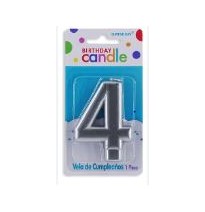 VELA NUMERO 4 PLATA METALICO GRANMARK C.12