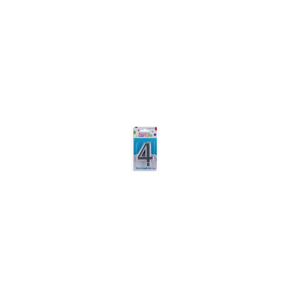 VELA NUMERO 4 PLATA METALICO GRANMARK C.12