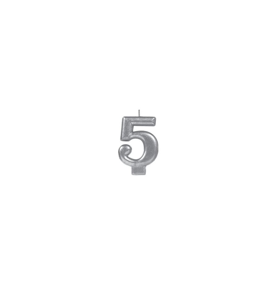 VELA NUMERO 5 PLATA METALICO GRANMARK C.12