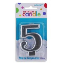 VELA NUMERO 5 PLATA METALICO GRANMARK C.12