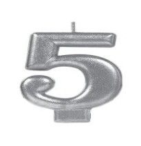 VELA NUMERO 5 PLATA METALICO GRANMARK C.12