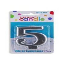 VELA NUMERO 5 PLATA METALICO GRANMARK C.12