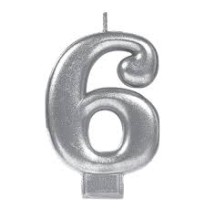 VELA NUMERO 6 PLATA METALICO GRANMARK C.12