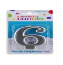 VELA NUMERO 6 PLATA METALICO GRANMARK C.12