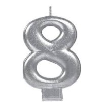 VELA NUMERO 8 PLATA METALICO GRANMARK C.12