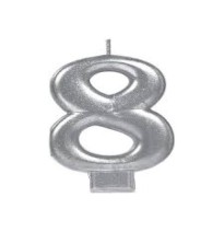 VELA NUMERO 8 PLATA METALICO GRANMARK C.12