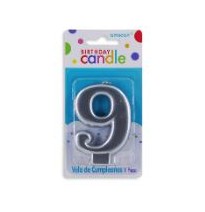 VELA NUMERO 9 PLATA METALICO GRANMARK C.12
