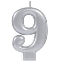VELA NUMERO 9 PLATA METALICO GRANMARK C.12