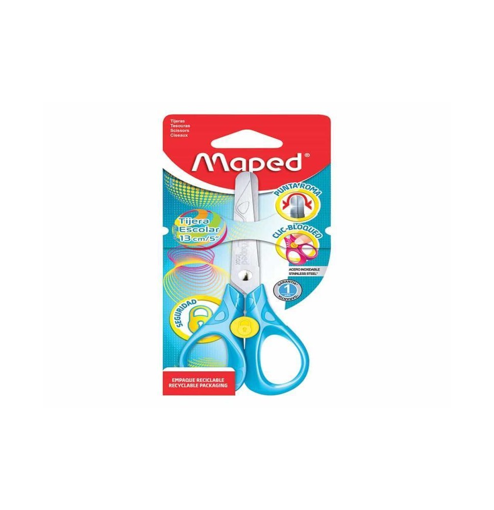 TIJERA ESCOLAR 5-13CM MAPED CLIC-BLOQUEO BL.C1 E.12 C.144