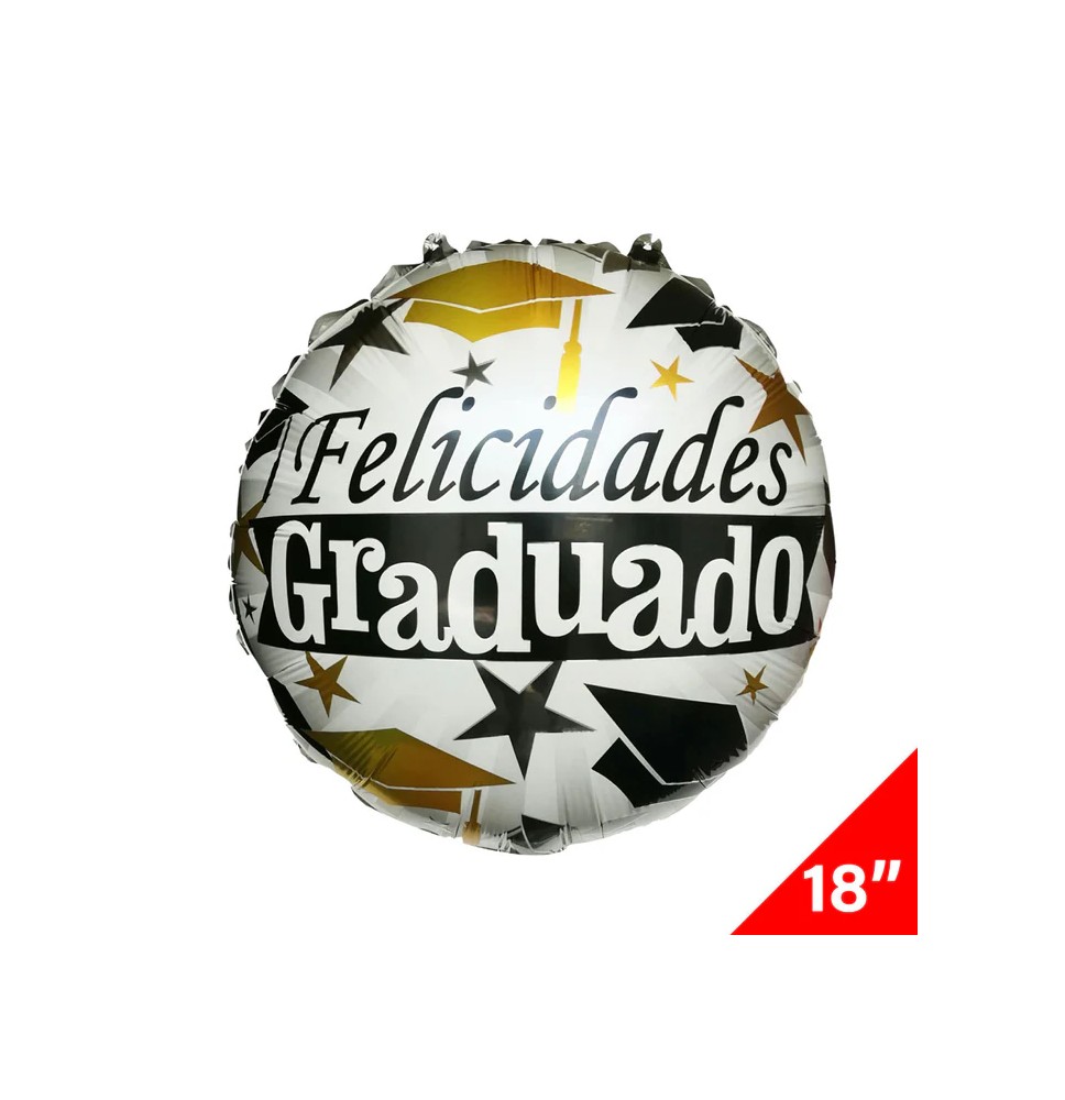 GLOBO METALICO GRADUACION REDONDO 18 VM E.25