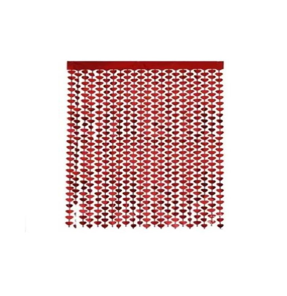 CORTINA METALICA PANEL ROJO CORAZONES FIESTA 91X240 E.10