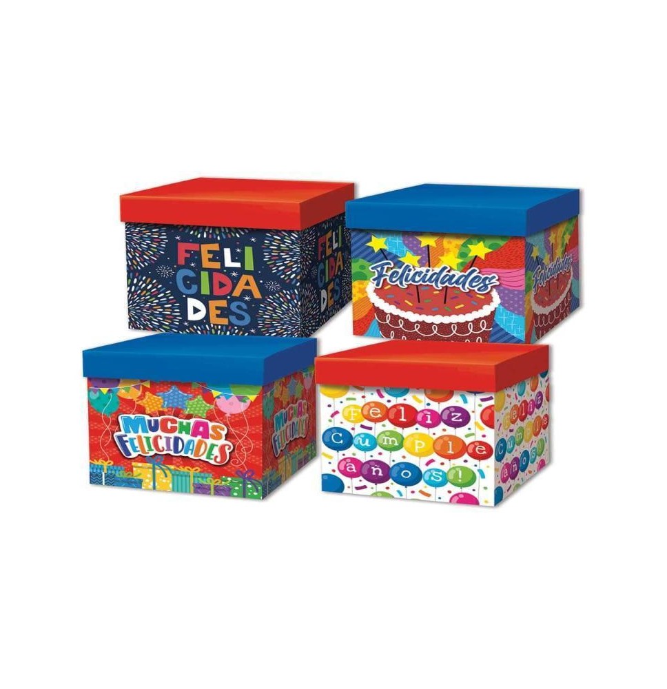 CAJA CUBO CORRUGADA CUMPLEAÑOS 22 45X38 PADCOLOR JGO E.8
