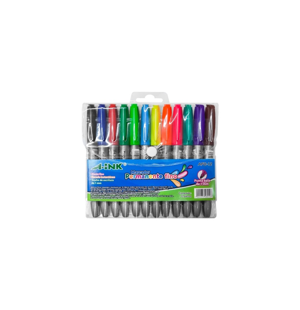 MARCADOR PERM. DELG. INK P.BALA 1.00MM BL.C12 E12 C72