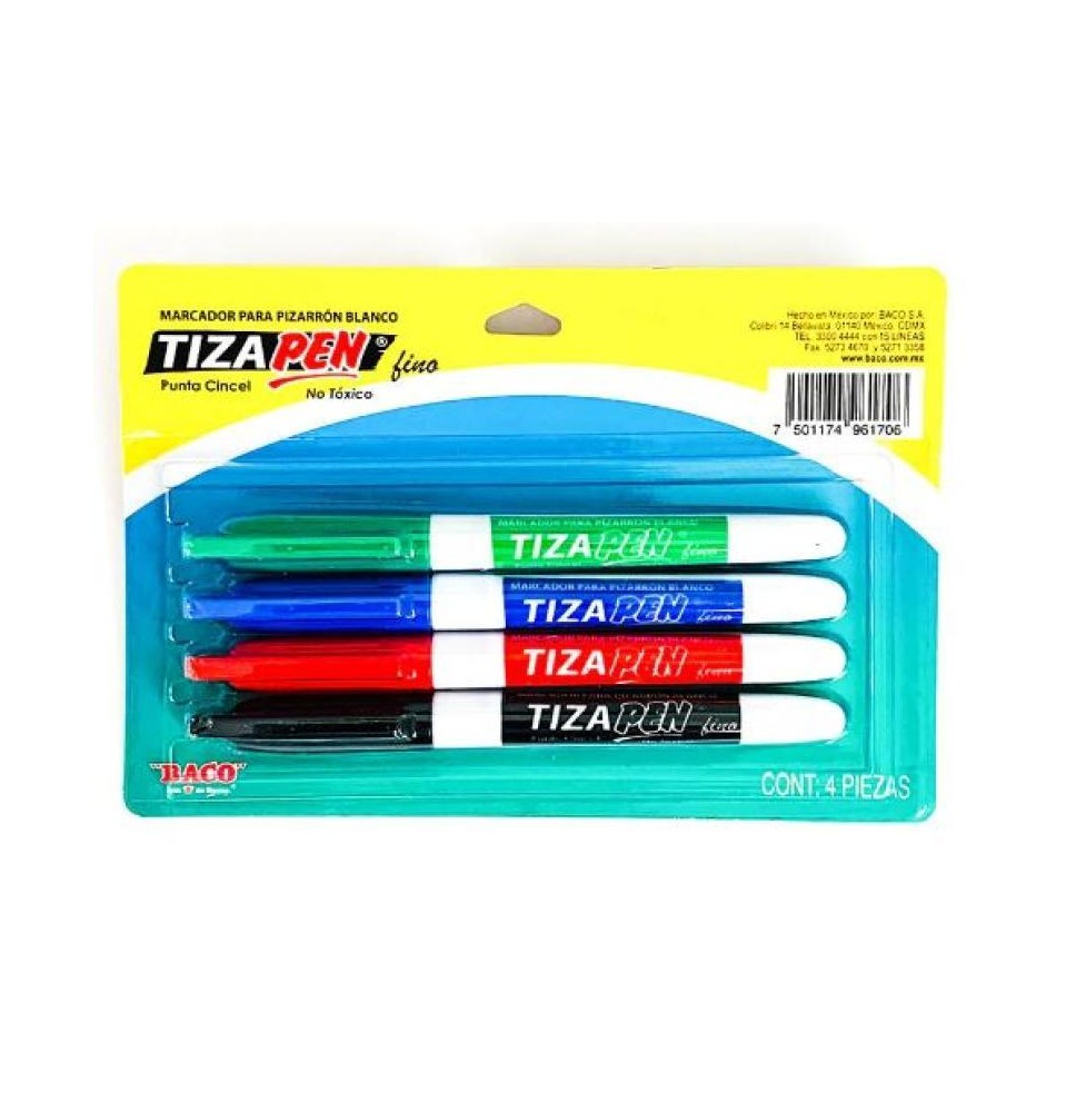 MARCADOR PPIZ. DELG. TIZAPEN P.F. PLAST BL.C4 BASIC 50