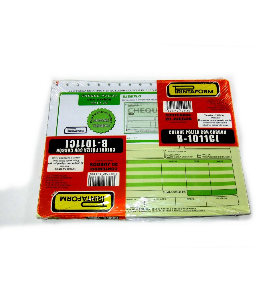 POLIZA DE CHEQUE 1013 PRINTAFORM CTA. 25 JGO. E.3 C.72