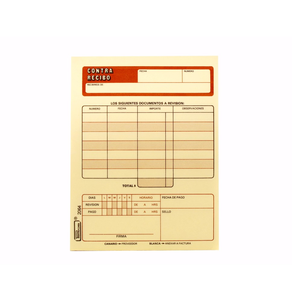 CONTRA RECIBO 2064 PRINTAFORM 14 CTA. 25 JGO. E3 C.144
