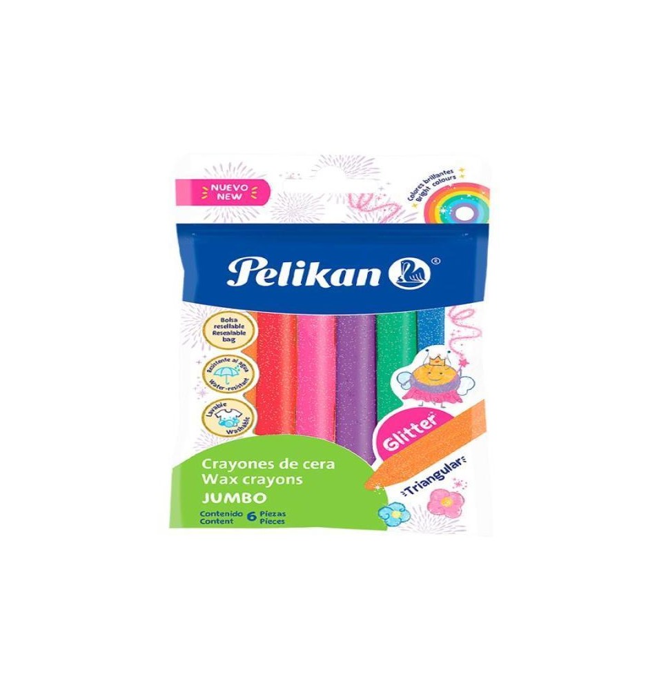 CRAYONES EST.C6 PELIKAN TRIANG. JUMBO GLITTER E6