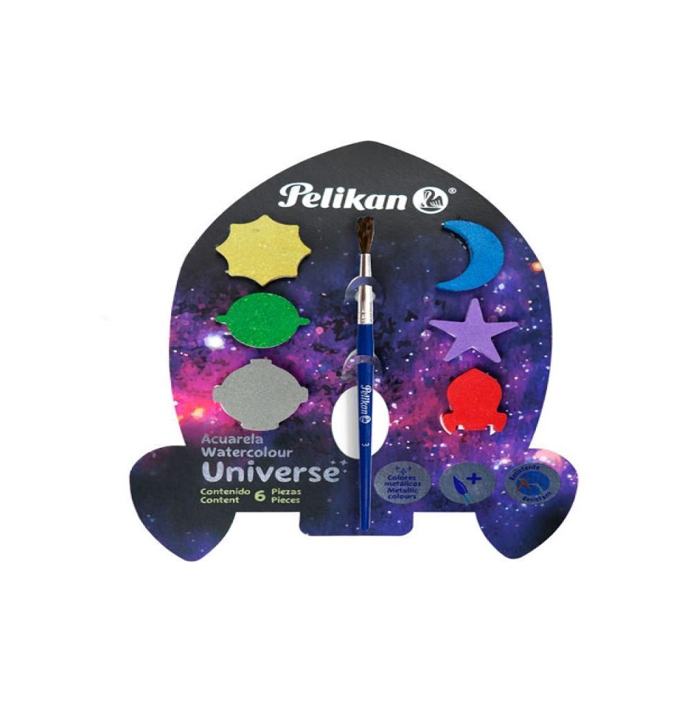 ACUARELA EST.C6PINCEL UNIVERSO COL.METALICO PELIKAN C70